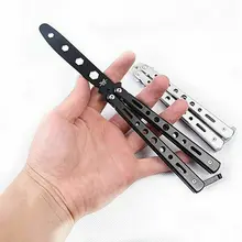 Черный металлический тренировочный нож-бабочка Balisong, тренировочный нож, тусклый инструмент, многофункциональный тренировочный нож Черный металлический тренировочный нож-бабочка Balisong, тренировочный нож, тусклый инструмент, многофункциональный тренировочный нож