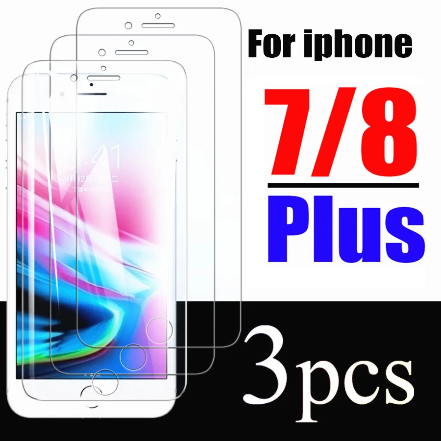 Glass for iphone 7 8 plus screen protector armor 7plus 8plus protective tempered glas i7 i8 iphone7plus i phone film 1 2 3 pcs afbeelding