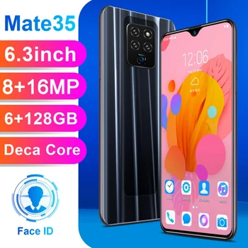 

M35p 6.3 Inch 4G Smartphone 6GB RAM 128GB ROM Water Drop Screen Mobile Phone Fingerprint & Face Recognition Unlock Cell Phone
