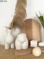 Creative Ceramic Abstract Human Body Vase Crafts Living Room Cabinet Desktop Flower Arrangement Half-length Vase Home Decoration 1