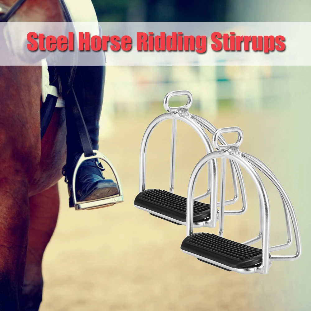 

2 PCS Cage Horse Riding Stirrups Flex Steel Horse Saddle Anti-skid Horse Pedal Equestrian Safety Equipment