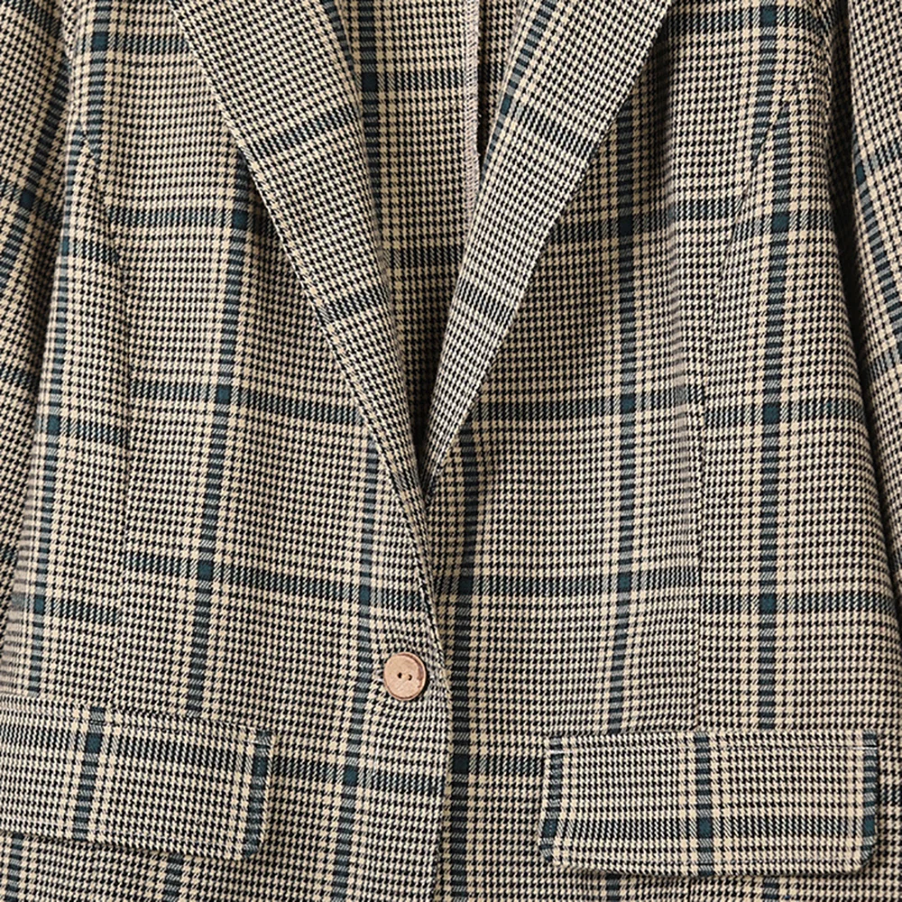 Клетчатый блейзер с узором «гусиные лапки», Женский Осенний офисный винтажный костюм на одной пуговице, пиджак, блейзер для дам, деловые блейзеры для работы, D30