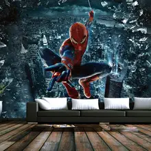 Пользовательские Настенные обои 3D Большая фреска Человек-паук Бэтмен, Железный человек Обои фреска Детская комната фон мультфильм обои