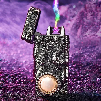 

New High-end Embossed USB Charging Double Arc Lighter Smart Plasma Sensitive Switch Can Lettering Cigarette Lighter
