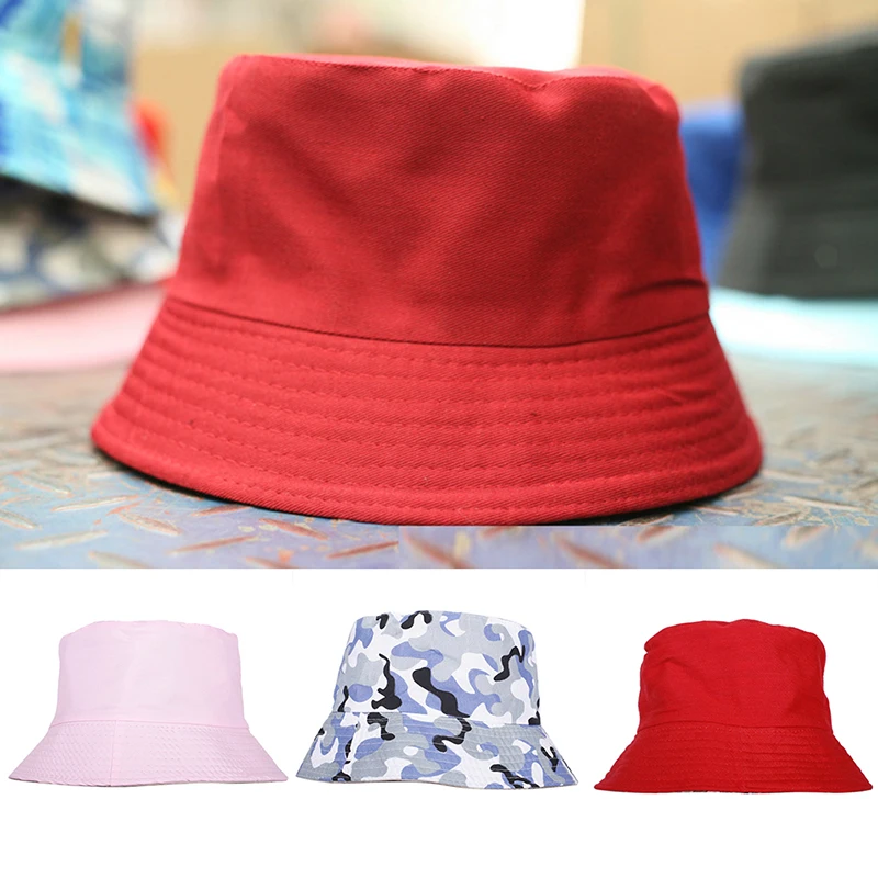 Unisex Summer Foldable Bucket Hat Women Outdoor Sunscreen Cotton Fishing Cap Men Sun Prevent Hats
