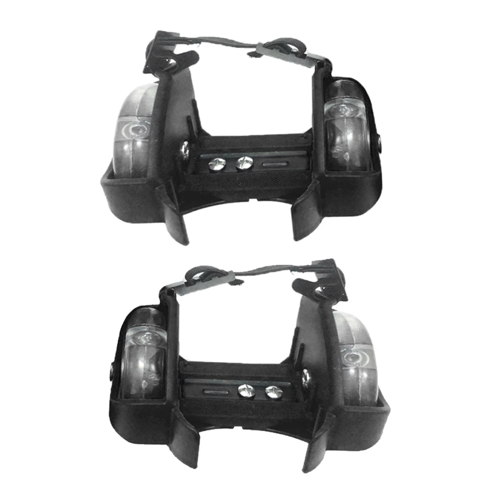 Strap-on Heel Wheel Skates Adjustable Light Up Skating Exercise Shoes Roller Flashing Roller