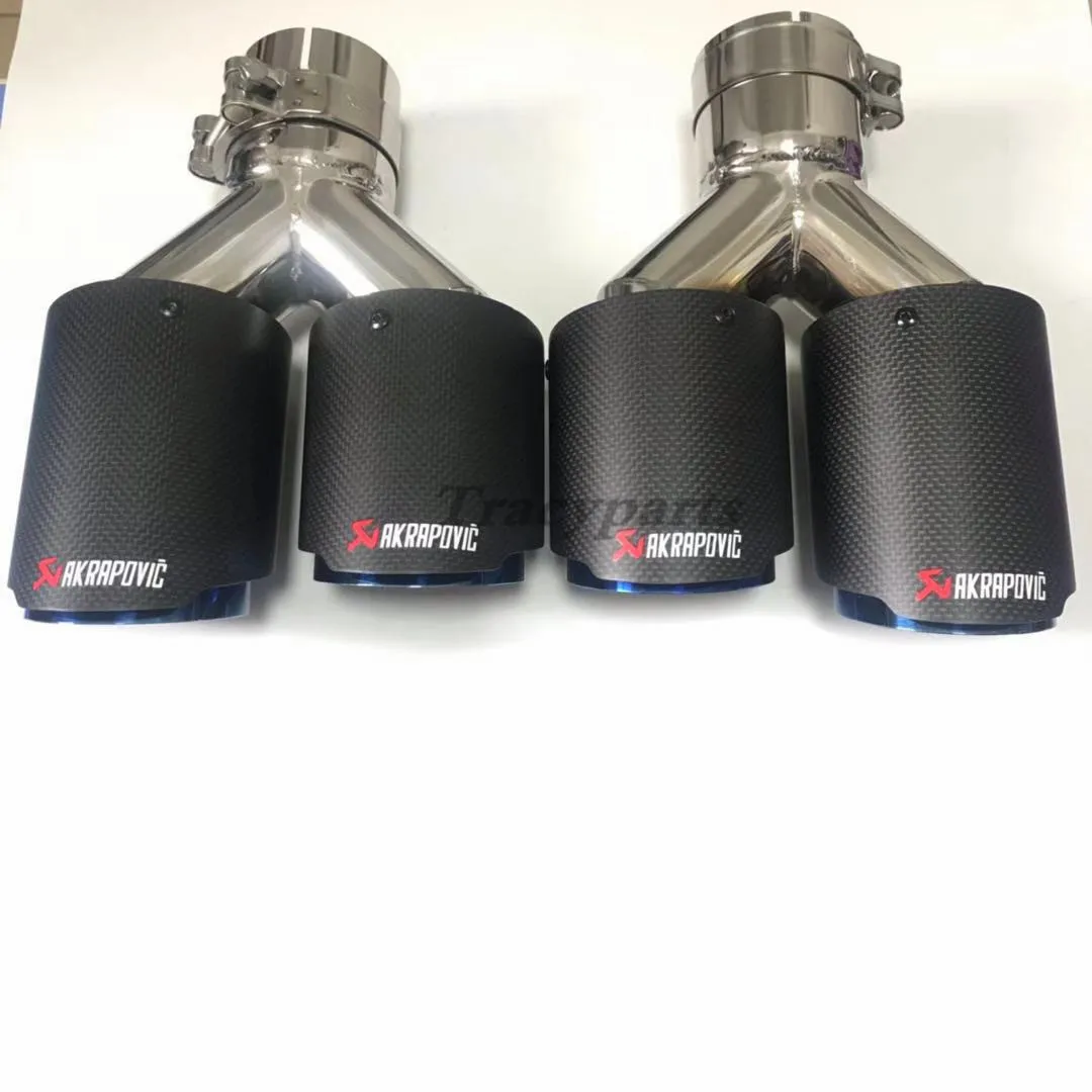 1 шт. левый+ правый Универсальный AKRAPOVIC выхлопной наконечник синяя труба из углеродного волокна выхлопная труба хвост AK глушитель наконечник