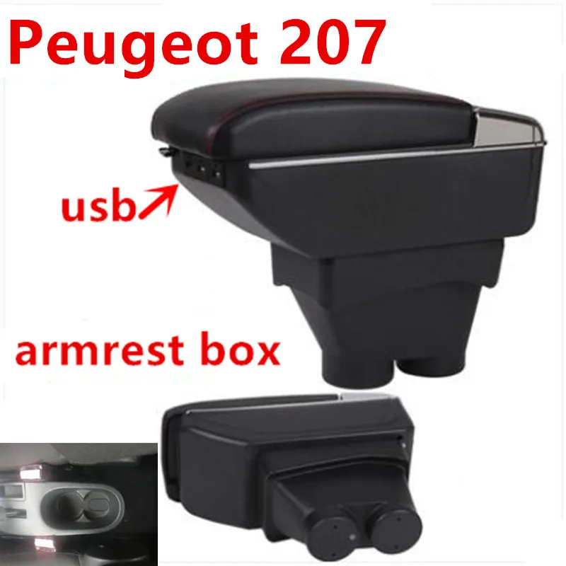 Для peugeot 207 подлокотник коробка зарядка через usb увеличивает двойной слой центральный магазин содержание держатель стакана, пепельница аксессуары