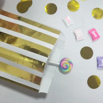 

1200pcs Foil Gold Treat Bags in Chevron Dot Stripe Gold Trags Goody Favor Bags for Wedding Birthday Candy Sweet Packing