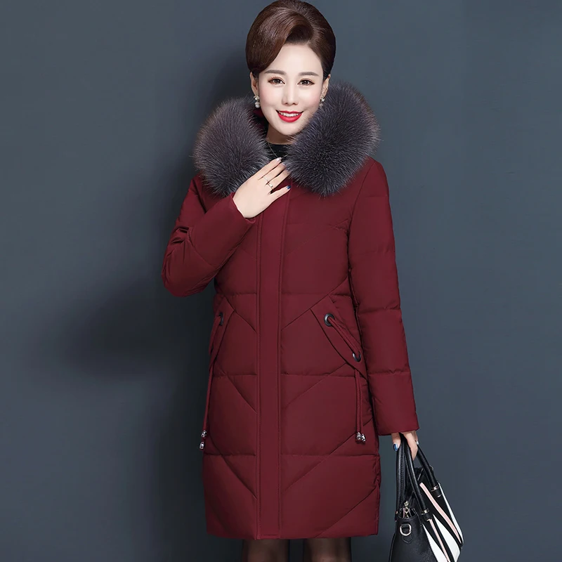 

Middle-aged mother Down Jacket 7XL 8XL 9XL Winter Thicken Hooded 90% White duck down Coat Windproof Long Outwear Parkas Female