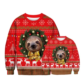 

Family Matching Clothes Mommy and Me Christmas Sweaters Cartoon Father Deer Snowflake Xmas Costume Baby Girl Boy Family Look