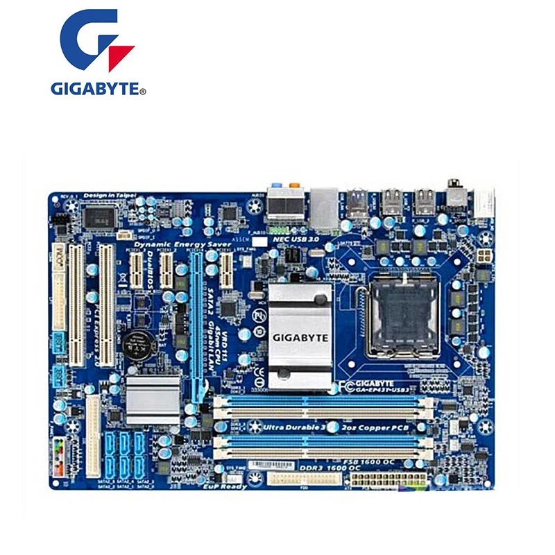 Материнская плата для GIGABYTE GA-EP43T-USB3 LGA 775 DDR3 16 ГБ Intel P43 б/у десктопная материнская SATA
