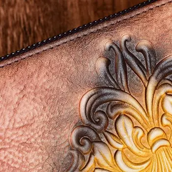 

Women Ladies Leather Long Wallet Vintage Embossing Card Holder Phone Bag Wristlet Purse Handbag C90E