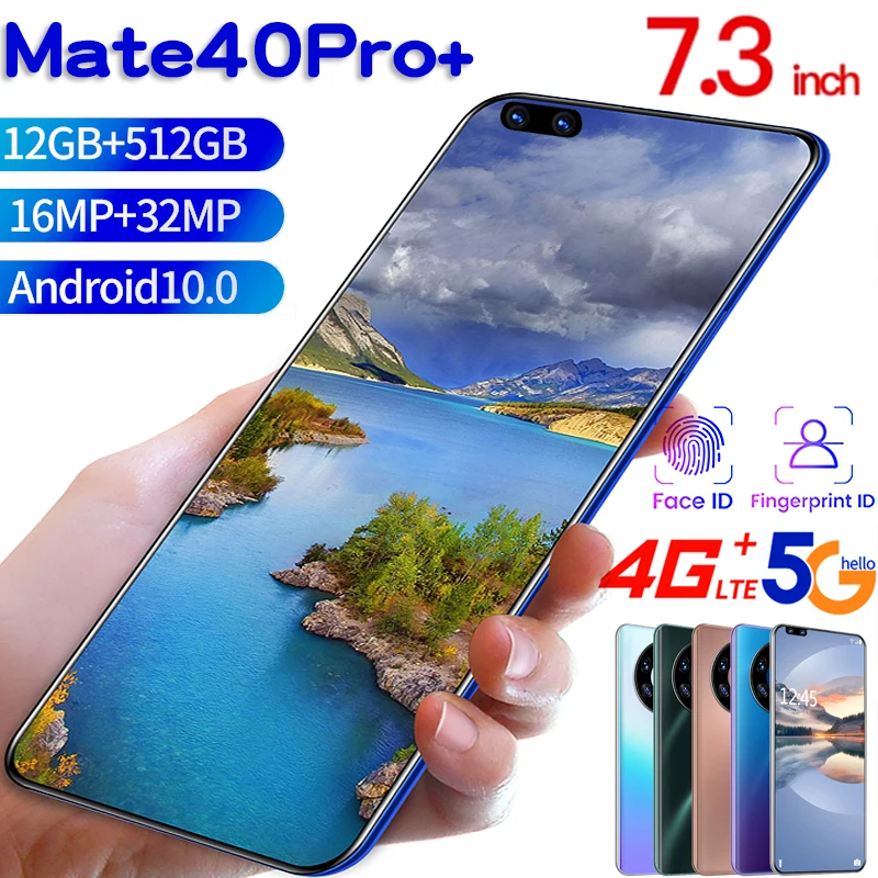 HUAWE Mate40pro + 7 3 дюймовый FHD 5G сети 12 Гб 512 LTE Android 10 смартфон GPS глобальная Версия