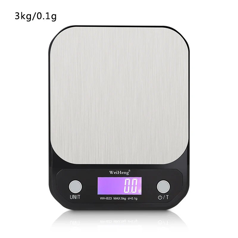 10 кг/5 кг/3 кг 1 г/0,1 г светодиодный цифровой весы Точность портативные электронные кухонные весы еда выпечки баланс измерения веса весы - Цвет: 3kg-0.1g black