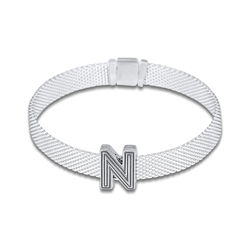 CKK Fit Pandora браслет рефлексионы Письмо N браслет-Бусы Бусины из стерлингового серебра 925 Подвески для изготовления ювелирных изделий berloques