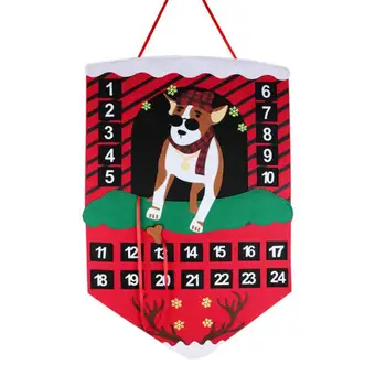 

Cute Dog Christmas Felt Advent Calendar Hanging Ornament Decoration Date 1-24 Countdown to Christmas New Year Supplies