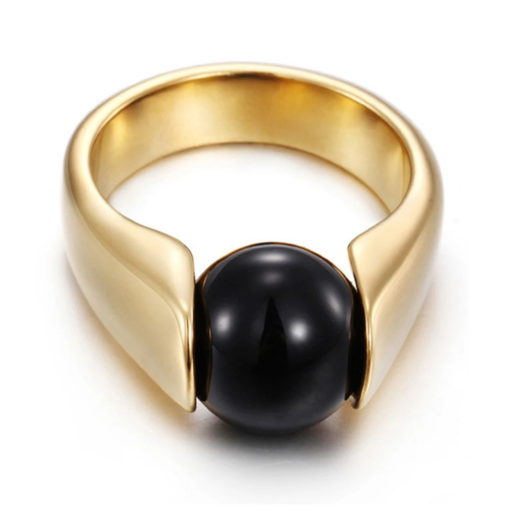 Exquisite Round Multicolor Stone Gold-Color Stainless Steel Ring for Women Trendy Engagement Wedding Jewelry CG1296