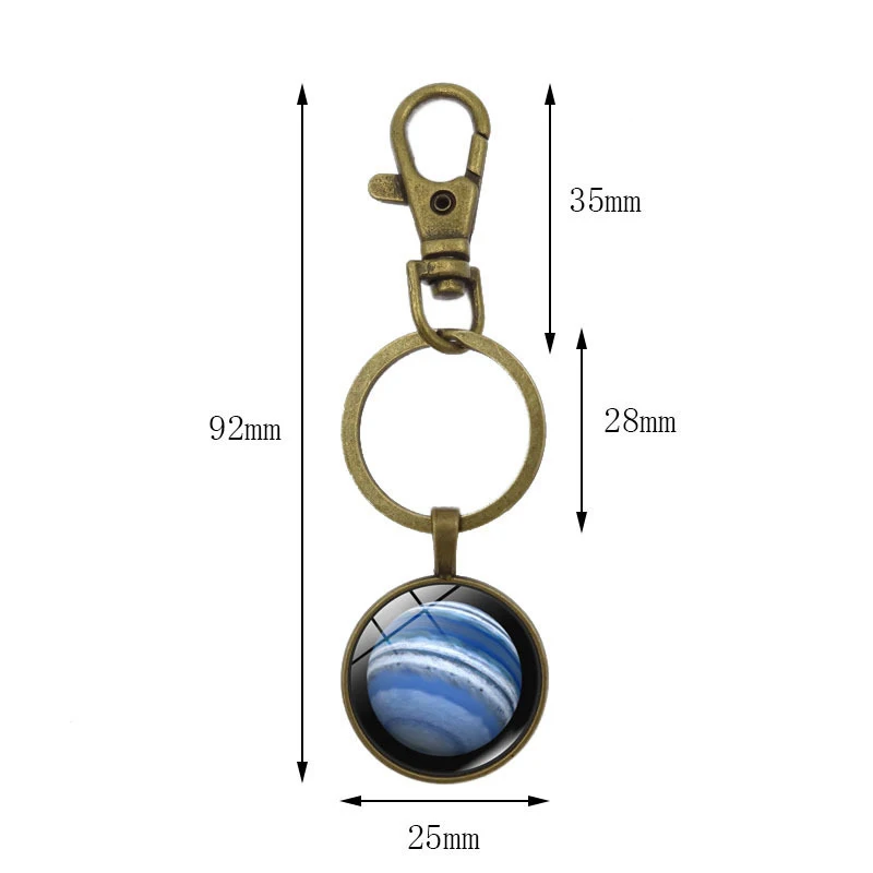 Солнечная система планета брелок покрытый бронзой брелок луна земля Марс Юпитер односторонняя стеклянная цепочка для ключей, брелок рождественские подарки