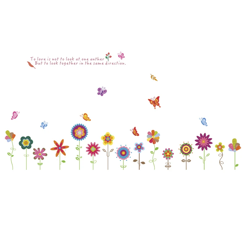 Colorful Flower Bee Butterfly Wall Stickers For Kids Rooms Bedroom Home Decoration Cartoon Wall Decor DIY PVC Mural Art Poster