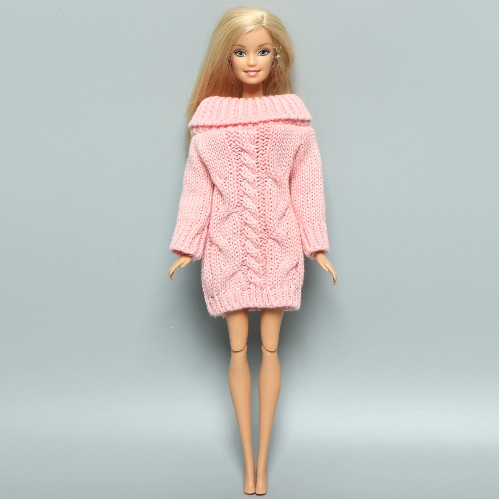 100% Handmade Doll Sweater for Barbie Doll Winter Party Wear Mixed Color Pink White Princess Doll Outfit Clothes Accessories 1/6