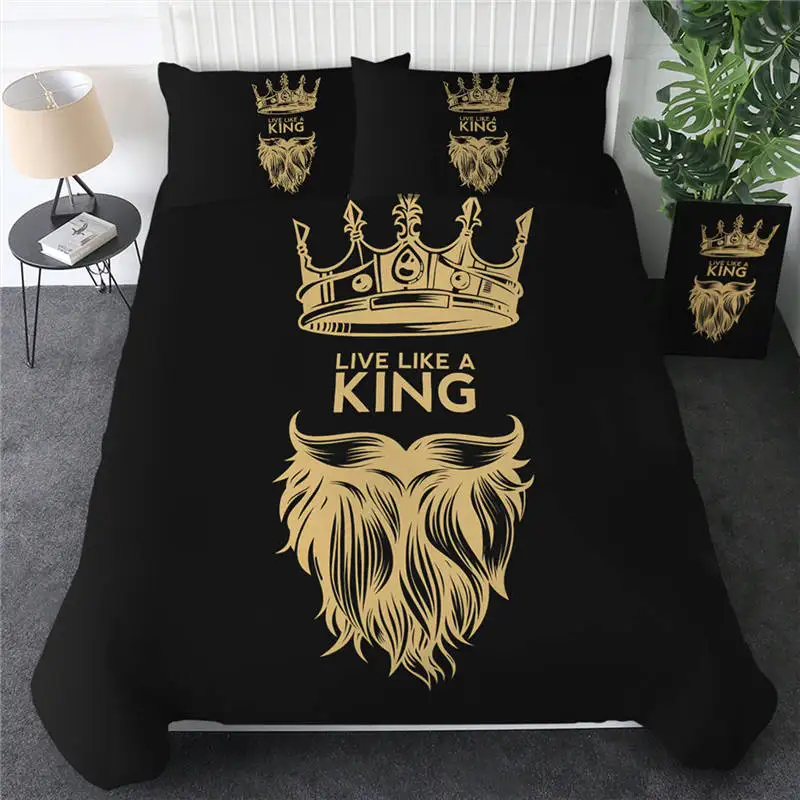1 Постельное белье Outlet Crown, Комплект постельного белья, черное, желтое, модное одеяло, покрывало, 3 предмета, усы, хипстер, покрывало, набор, покрывало для бороды - Цвет: 1
