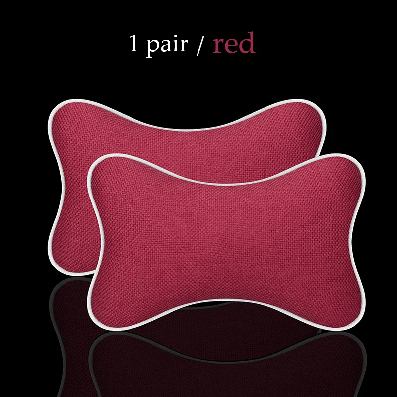 red 1 pair 2 шт. роскошный Льняной материал Автомобильный подголовник подушка дышащий автомобильный шейный подголовник для отдыха Подушка Всесезонная Универсальная 1 пара - Цвет: red 1 pair