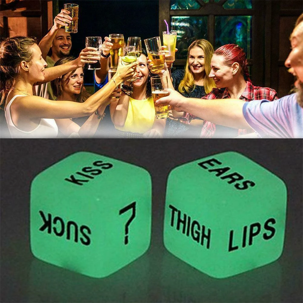 2pcs Funny Glow in Dark Love Dice Toys Adult Couple Lovers Games Aid Sex Party Toy valentines day gift for boyfriend girlfriend