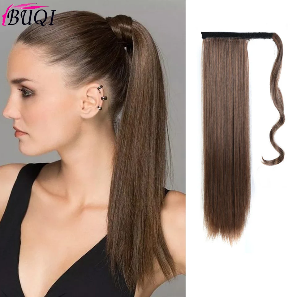 24 дюймовые шелковистые прямые синтетические накладные волосы для конского