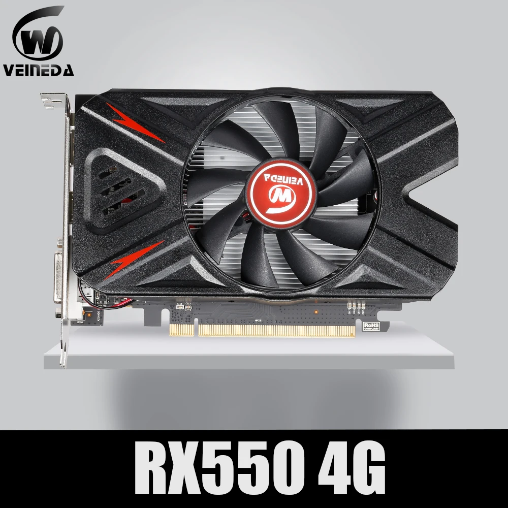 Видеокарта VEINEDA Radeon RX 550 4 ГБ GDDR5 128 бит для игрового настольного компьютера, видеокарты PCI Express3.0 для карты Amd-0