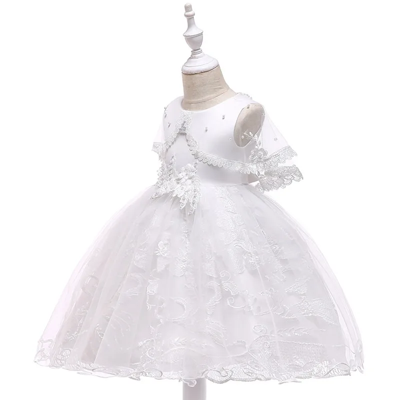 Платья для девочек; нарядная одежда принцессы для девочек на день рождения; свадебное платье без рукавов с жемчужинами и цветами; бальное платье для маленьких девочек