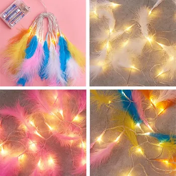 

Feather Led Light String Lamp Fairy Lights For Bedroom Living Room DIY Romantic Wedding Party Christmas Holiday Decoration
