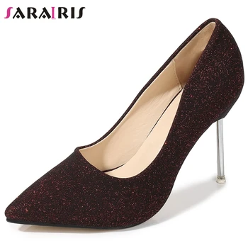 

SARAIRIS New Classic Spring Sweet Shallow Date Pumps High Thin Heels Evening Pumps Women Sexy Pointed Toe Bridal Shoes Woman