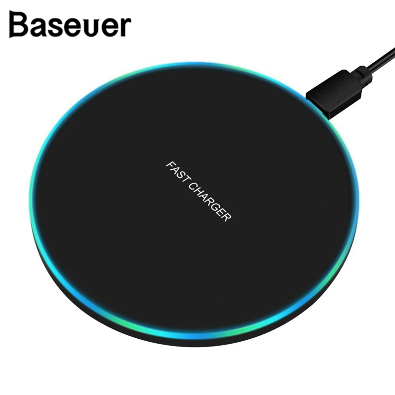 Baseuer 10 Вт Быстрое беспроводное зарядное устройство для huawei samsung Galaxy S9 S8 S7 Note 9 S7 USB Qi зарядное устройство для iPhone XS Max XR X 8 Plus
