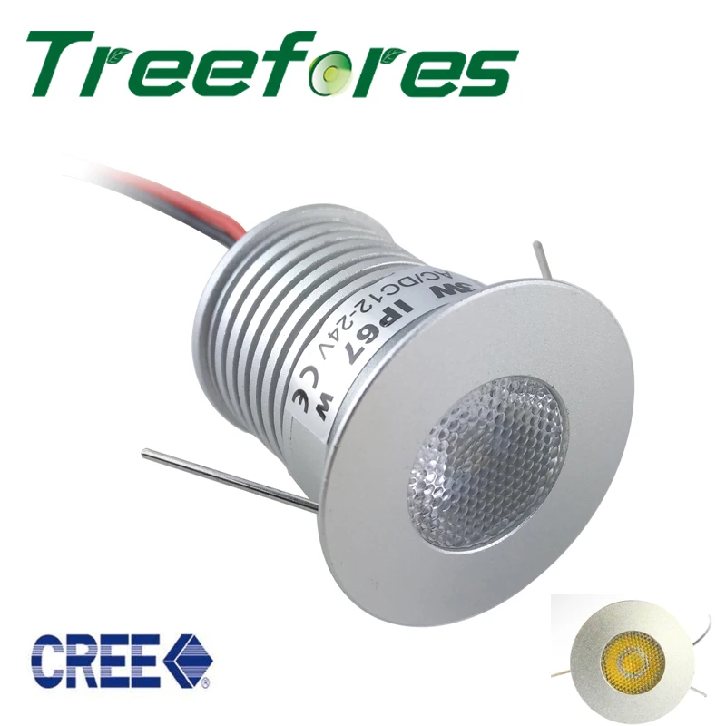 3W 12V 24V прожектор светодиода CREE корпусной мебели светодиодный точечное освещение