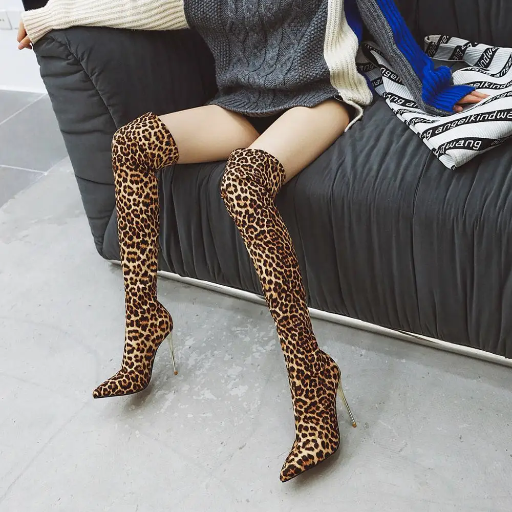 Women Over The Knee Boots Leopard Print 
