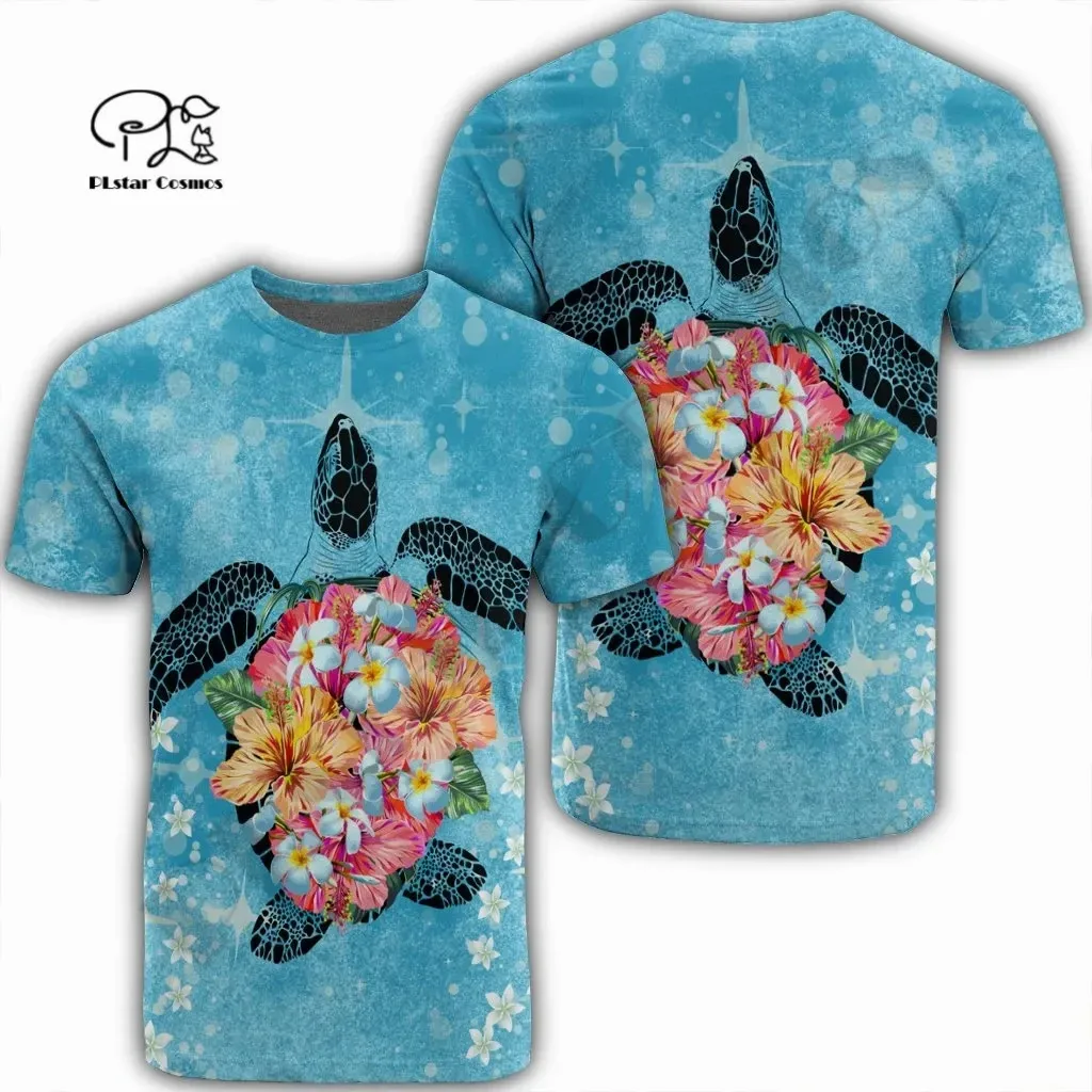 

PLstar Cosmos Newest Women/Men 3DPrint Tattoo Hawaii Tribe Turtle Unique Art T-shirt Casual Funny Streetwear Summer Short Tops 2