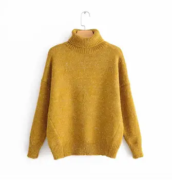 

Women's Lazy style Sweater lady Autumn solid color base sweater Female pullovers chic turtleneck Tops TB3894
