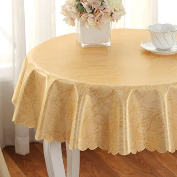 

PU Round Oilproof Table cloth For Hotel Home Waterproof Leather Rose Lily Shell Table Cloth Table Cover For Banquet Party