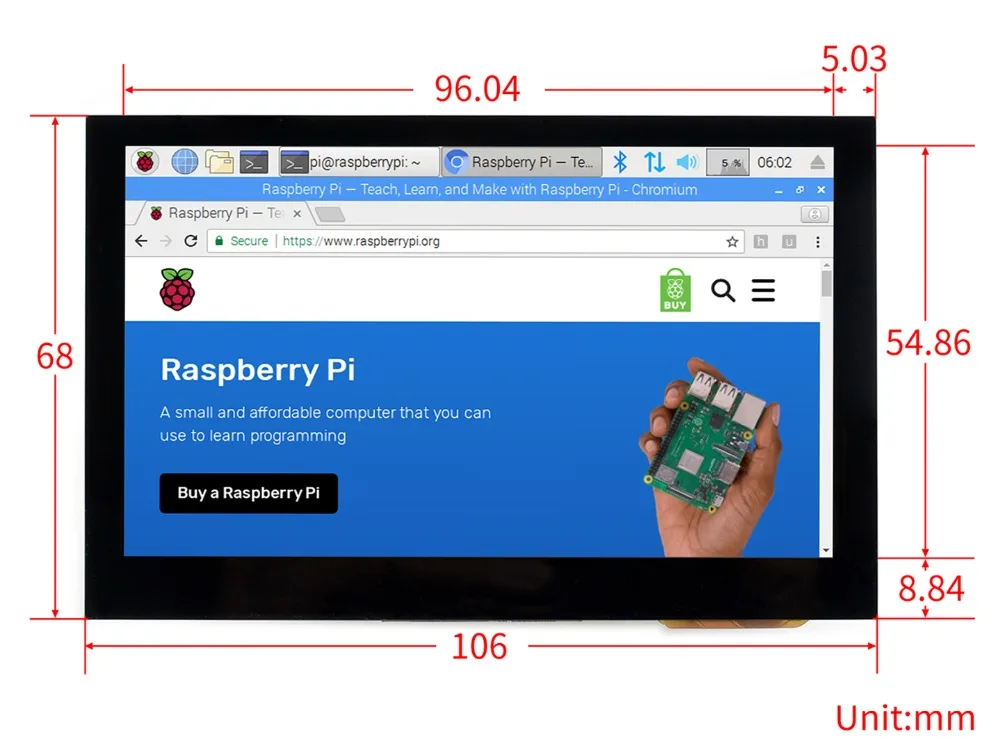 [15932] 4.3inch HDMI LCD (B) 尺寸图