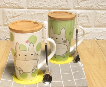 

OUSSIRRO 550ml Cartoon Totoro Animals Mug Ceramic Cute Couple Cup Coffee Milk Cup Children Birthday Gift
