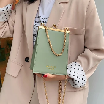 

Fashion Metal Frame Bags For Women's Leather Chain Handbags Women Pu Metal Frame Shell Ladies Shoulder Bags Woman Designer Totes