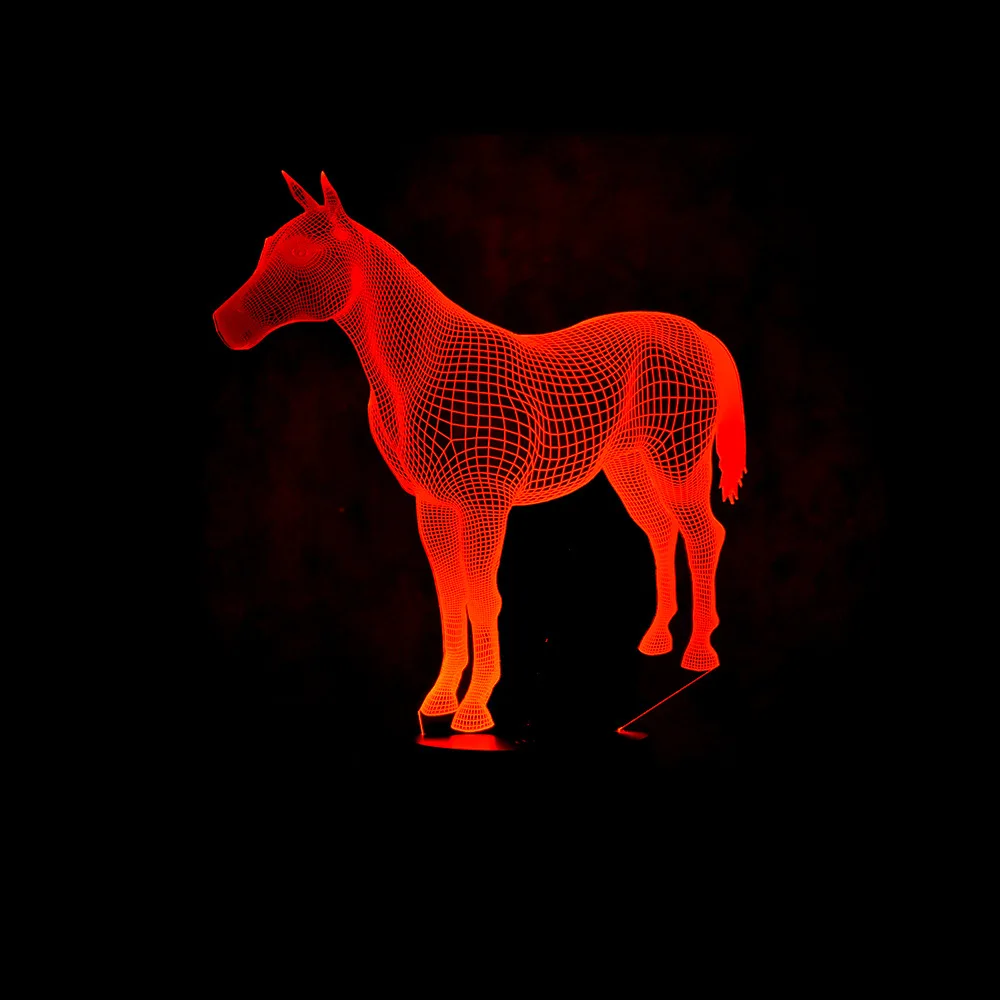 

New Style Animal Horse 3D Night Lamp Colorful Touch Control Remote Control Gift USB Household Atmosphere Thin Horse 3D Small Tab