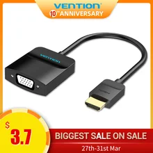 Vention HDMI в VGA адаптер 1080P HDMI штекер в VGA Женский конвертер с 3,5 Jack аудио кабель для Xbox PS4 ПК ноутбук проектор(China)