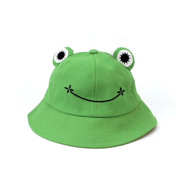 Cute Frog Hat For Women New Summer Autumn Frog Bucket Hat Outdoor  Beach Fisherman Sunscreen Panama Cap Bob Frog cotton bucket hat womens