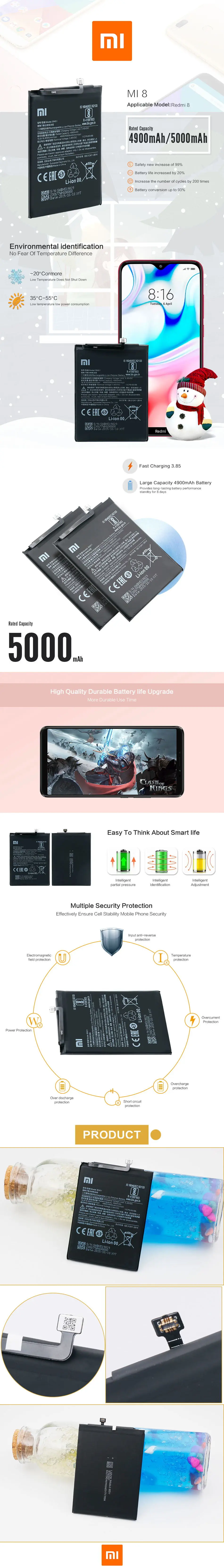 Аккумулятор для телефона Xiao mi для Red mi 8 Red mi 8A BN51 5000 мАч Высококачественный сменный аккумулятор с бесплатными инструментами