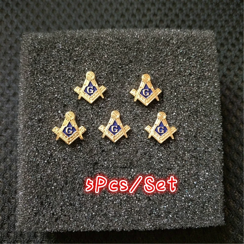 5Pcs/Set Vintage Popular Gold Plated Masonic Freemasonry Lapel Pin Badges Brooch for Men and Women Collar Jewelry | Украшения и