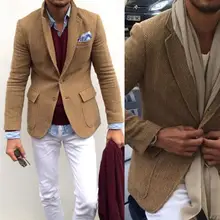 Men's Suit Jacket Herringbone Tweed Wool Jacket Winter Warm Short Jacket Retro Slim Fit Men Blazer