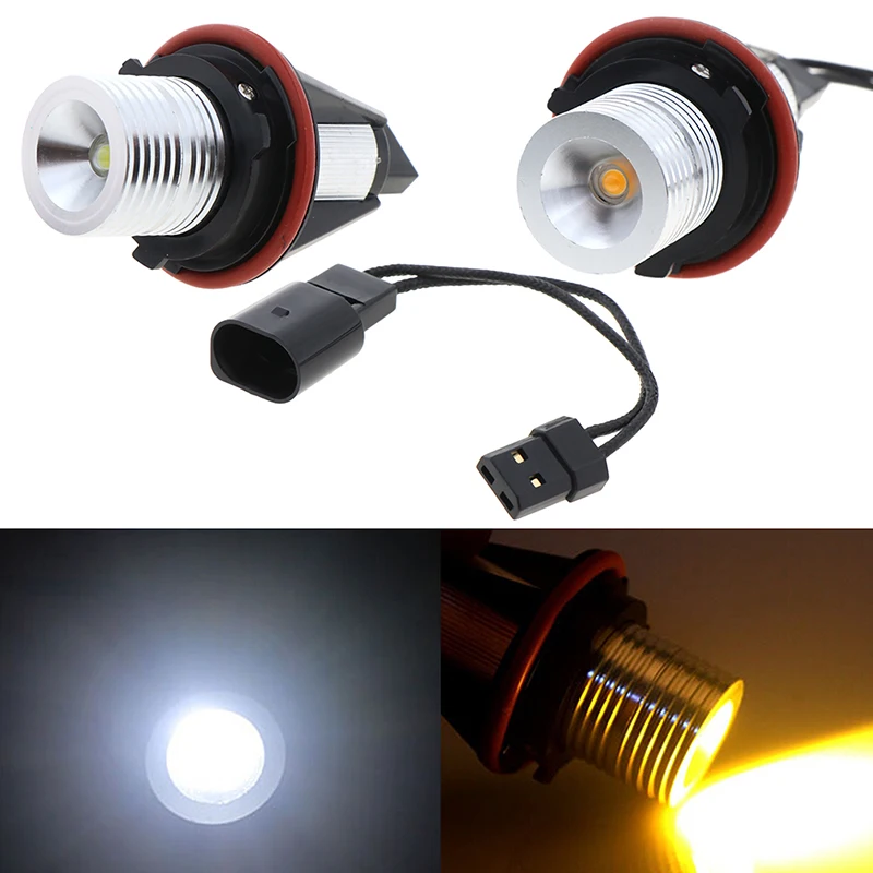 LED 엔젤 아이 링 마커 사이드 라이트, 화이트 옐로우 LED 전구, E39 E60 E87 X5, 1PC
