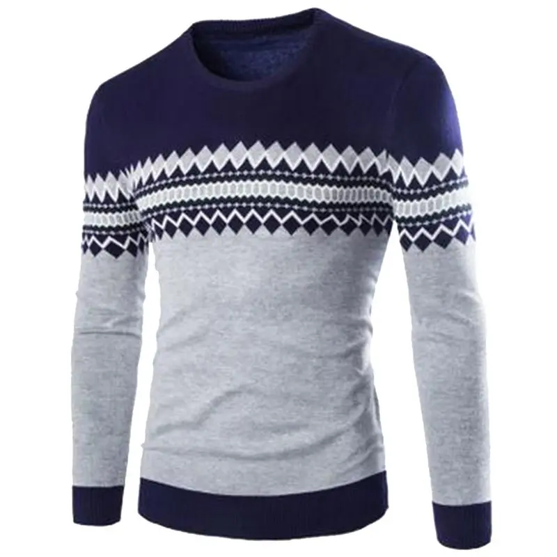 Pui men tiua брендовый Повседневный свитер с круглым вырезом, полосатый тонкий мужской свитер с длинным рукавом, мужской вязаный пуловер, тонкая одежда agasalho masc - Цвет: Navy2